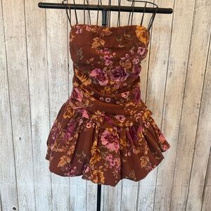 Jessica Simpson Brown Floral Mini Dress